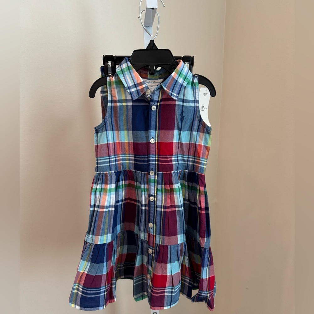 Polo RL sleeveless fit-and-flare tiered dress with matching bloomers.